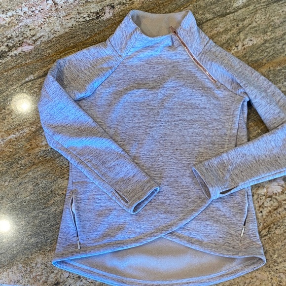 Athleta Tops - Athleta COZY KARMA Rose Gold Heather Quarter Zip Asymmetrical Sweatshirt XS